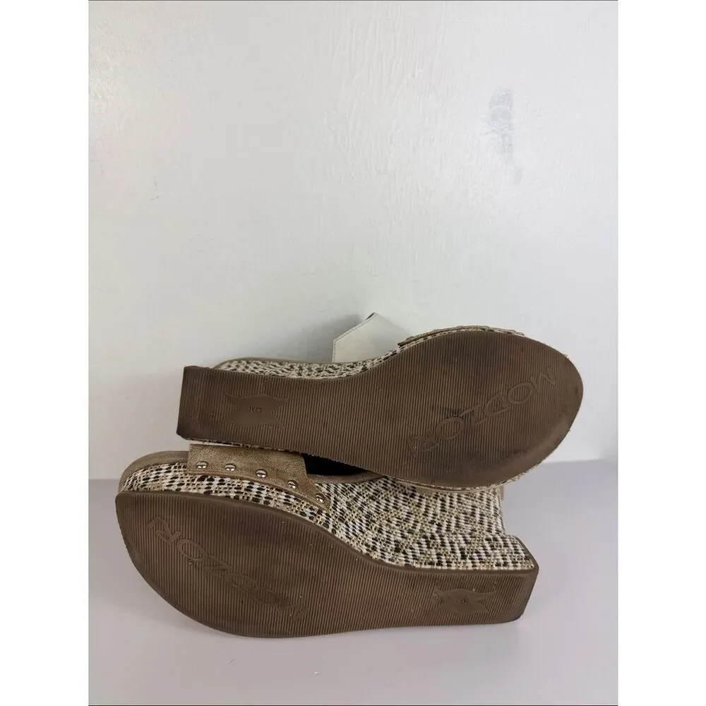 Modzori Virginia 2 Reversible Wedge Sandals Gold Black White Size 6
